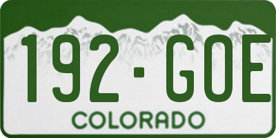 CO license plate 192GOE