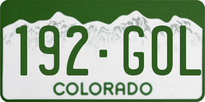 CO license plate 192GOL