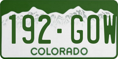 CO license plate 192GOW