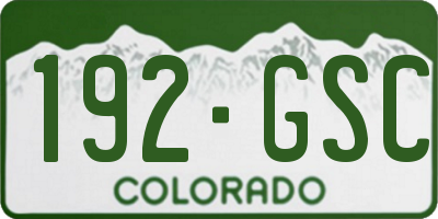 CO license plate 192GSC