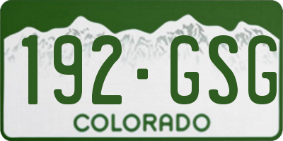 CO license plate 192GSG