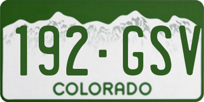 CO license plate 192GSV