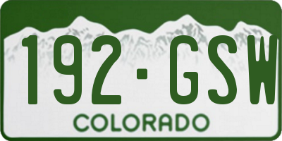 CO license plate 192GSW