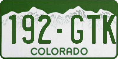 CO license plate 192GTK