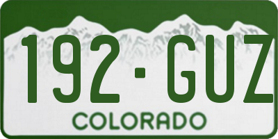 CO license plate 192GUZ