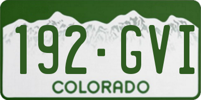 CO license plate 192GVI