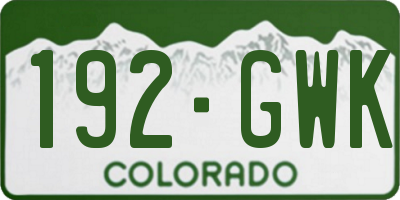 CO license plate 192GWK