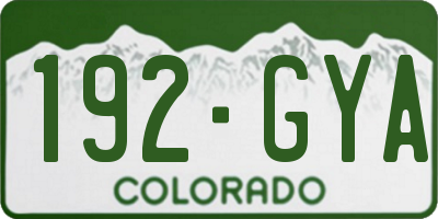 CO license plate 192GYA
