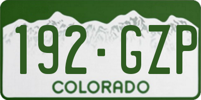 CO license plate 192GZP