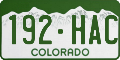 CO license plate 192HAC