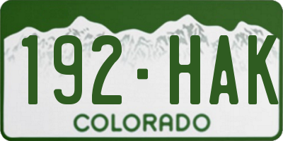 CO license plate 192HAK
