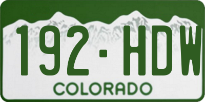 CO license plate 192HDW