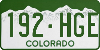 CO license plate 192HGE