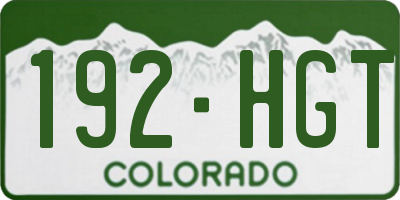 CO license plate 192HGT