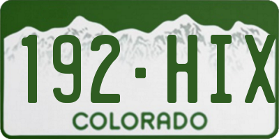 CO license plate 192HIX