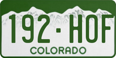CO license plate 192HOF