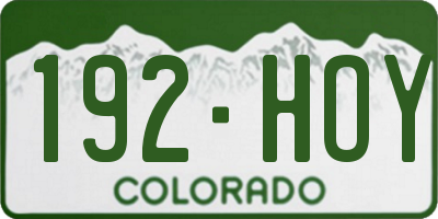 CO license plate 192HOY