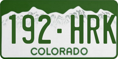 CO license plate 192HRK