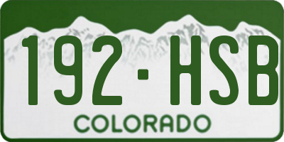 CO license plate 192HSB