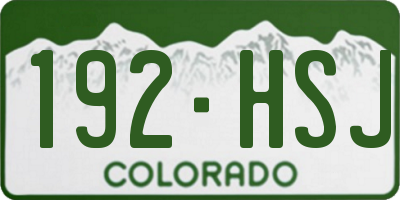 CO license plate 192HSJ