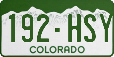 CO license plate 192HSY