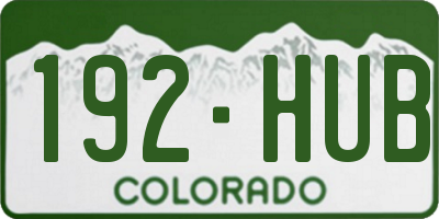 CO license plate 192HUB