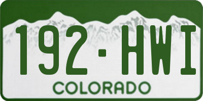 CO license plate 192HWI
