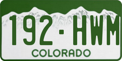CO license plate 192HWM