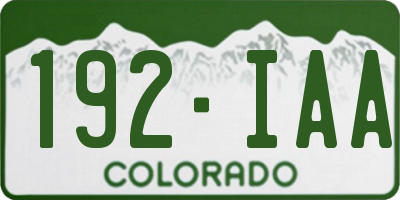 CO license plate 192IAA