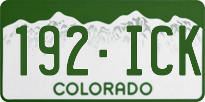 CO license plate 192ICK