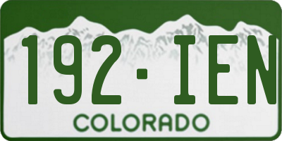 CO license plate 192IEN