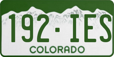 CO license plate 192IES