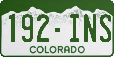 CO license plate 192INS