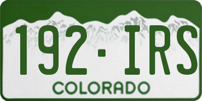 CO license plate 192IRS