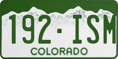 CO license plate 192ISM