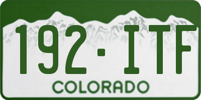 CO license plate 192ITF