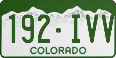 CO license plate 192IVV