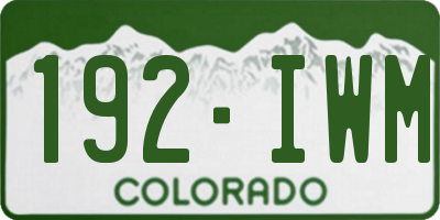 CO license plate 192IWM