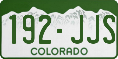 CO license plate 192JJS