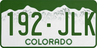 CO license plate 192JLK