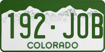 CO license plate 192JOB