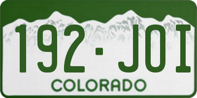 CO license plate 192JOI