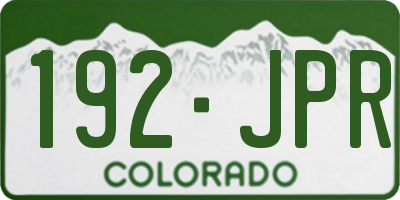 CO license plate 192JPR