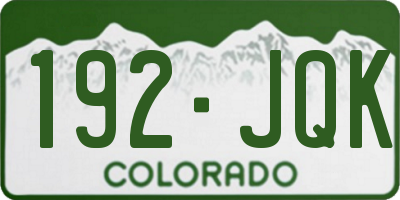 CO license plate 192JQK