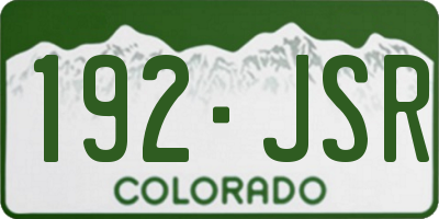 CO license plate 192JSR