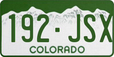 CO license plate 192JSX