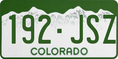 CO license plate 192JSZ