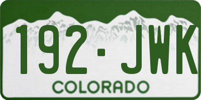 CO license plate 192JWK