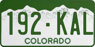 CO license plate 192KAL