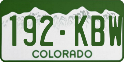 CO license plate 192KBW